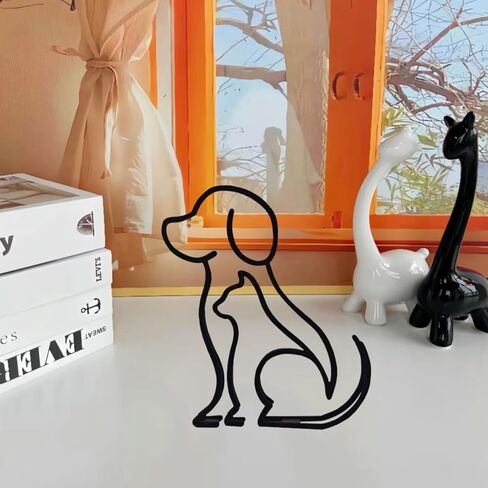 منحوتة فنية بسيطة، خط معدني تجريدي معدني شخصي، حرف فنية بسيطة، زخارف رسم خطية مبتكرة للجدار، غرفة المعيشة، ديكور مكتب المكتب المنزلي (الكلاب والقطط) in Kuwait