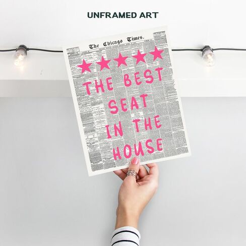 Preppy Humorous Bathroom Decor - Newspaper Wall Decor Restroom Signs - Pink Quirky Guest Bath Artwork - funny Bath Print - Eclectic Small Bathroom Wall Art for Women - Y2k Half Restroom Picture in Kuwait