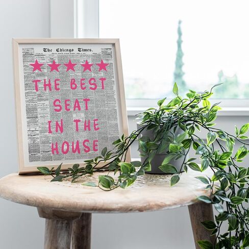 Preppy Humorous Bathroom Decor - Newspaper Wall Decor Restroom Signs - Pink Quirky Guest Bath Artwork - funny Bath Print - Eclectic Small Bathroom Wall Art for Women - Y2k Half Restroom Picture in Kuwait