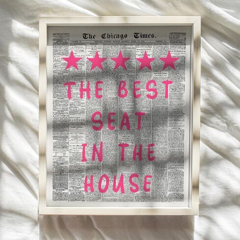 Preppy Humorous Bathroom Decor - Newspaper Wall Decor Restroom Signs - Pink Quirky Guest Bath Artwork - funny Bath Print - Eclectic Small Bathroom Wall Art for Women - Y2k Half Restroom Picture in Kuwait