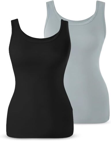 قميص قصير بدون أكمام للسيدات من Rupa Jon، قميص قصير مطاطي من مزيج القطن الناعم | ملابس نوم بدون أكمام خفيفة الوزن in Kuwait