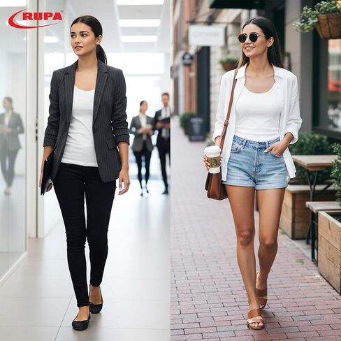 قميص قصير بدون أكمام للسيدات من Rupa Jon، قميص قصير مطاطي من مزيج القطن الناعم | ملابس نوم بدون أكمام خفيفة الوزن in Kuwait