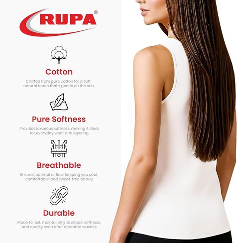 قميص قصير بدون أكمام للسيدات من Rupa Jon، قميص قصير مطاطي من مزيج القطن الناعم | ملابس نوم بدون أكمام خفيفة الوزن in Kuwait