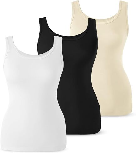 قميص قصير بدون أكمام للسيدات من Rupa Jon، قميص قصير مطاطي من مزيج القطن الناعم | ملابس نوم بدون أكمام خفيفة الوزن in Kuwait