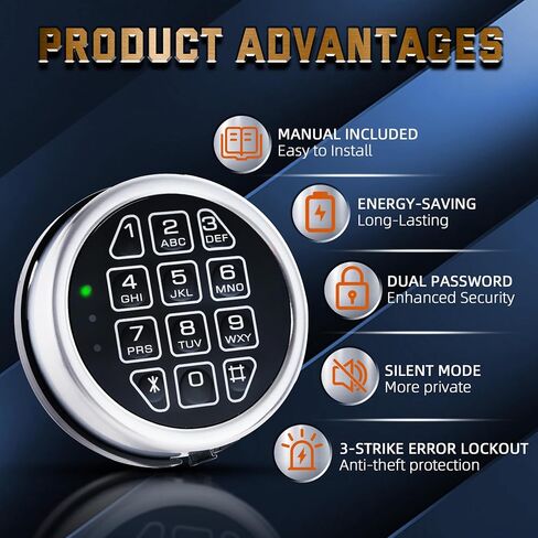 لوحة مفاتيح بديلة بقفل آمن إلكتروني من الكروم مع قفل الملف اللولبي، وصندوق آمن عالي الأمان والمزيد in Kuwait