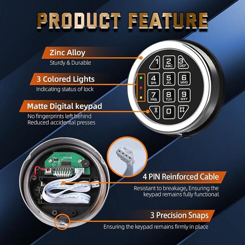 لوحة مفاتيح بديلة بقفل آمن إلكتروني من الكروم مع قفل الملف اللولبي، وصندوق آمن عالي الأمان والمزيد in Kuwait