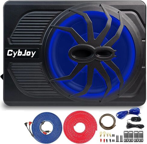 مضخم صوت للسيارة مقاس 10 بوصات نحيف أسفل المقعد بقدرة 800 وات، مضخم صوت مدمج، مكبرات صوت للسيارة/الشاحنة، ترقية مع إضاءة محيطة LED زرقاء in Kuwait