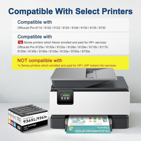 Pristar High Yield 936e 936 Ink Cartridges for HP Printers Replacement for HP 936 Ink Cartridges Combo Pack HP936 Compatible with HP Officejet Pro 9125e 9135 9120 9130 9730 Printers(4 Pack, BK/C/M/Y) in Kuwait