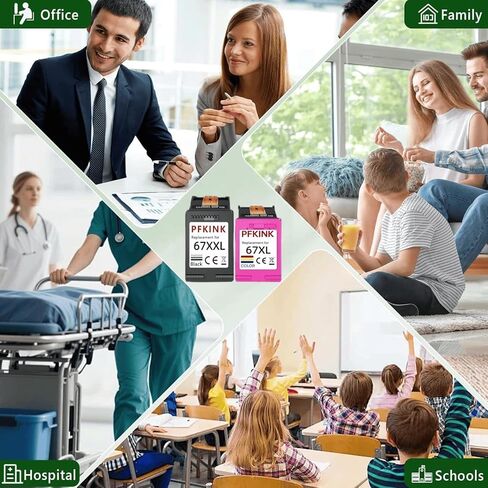 استبدال خرطوشة الحبر 67XXL للحبر 67، 67xl حزمة التحرير والسرد لخراطيش الحبر المتوافقة مع Deskjet 4100 4100e 4152e 4155 4155e Envy 6000 6055e 6055 6400 6458 6458e 6452 6455e Printer (1 B&1C) in Kuwait