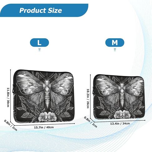 Witchy Moth Flower (3) Laptop Sleeve 15.6 inch, Protective Laptop Case Briefcase Notebook Cover Carrying Computer Bag for Travel Work in Saudi Arabia