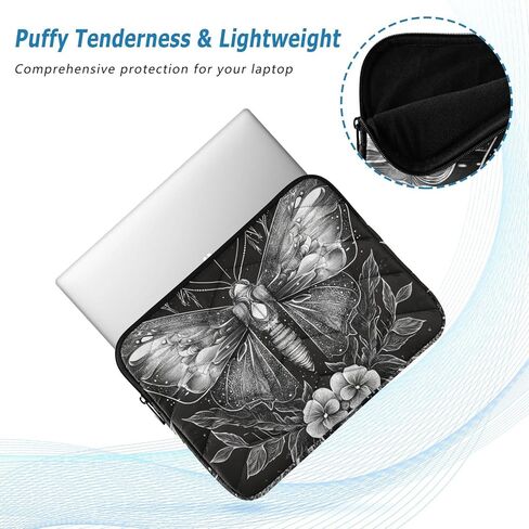 Witchy Moth Flower (3) Laptop Sleeve 15.6 inch, Protective Laptop Case Briefcase Notebook Cover Carrying Computer Bag for Travel Work in Saudi Arabia
