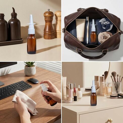 6PCS 5ML Empty Brown Glass Sprayer Nasal Bottle Empty Travel Refillable Aromatherapy Perfume Bottles For Cosmetic Nasal Irrigation Spray Saline Water Applications in Kuwait