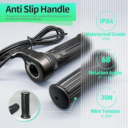 LingKing Electric Bike Full Twist Throttle Right Handle Throttle 24V 36V 48V 60V 72V with 3 pin Connector for EBike or Folding Electric Scooter (20X-Full-SM) in Saudi Arabia