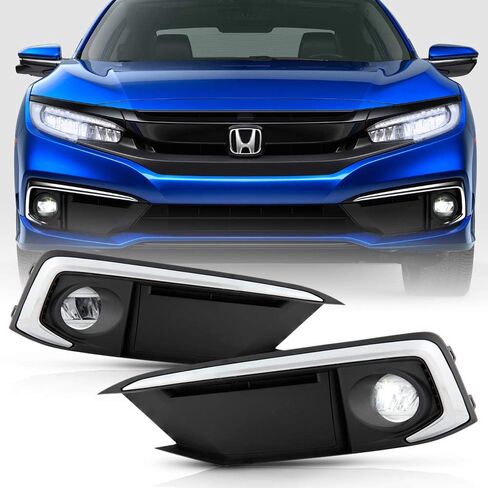 ACANII - For 2019-2021 Honda Civic Coupe/Sedan LED Bumper Fog Lights Driving Lamps w/Switch Pair Set Assembly Left+Right in Saudi Arabia