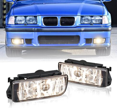 استبدال مصابيح الضباب E36 OEM لسلسلة BMW 3 وM3 (1992-1999) - تناسب مباشر 318i/323i/325i/328i/M3 كوبيه/سيدان/مكشوفة، واضح SAE J583 مع المصابيح (الدخان) in Kuwait