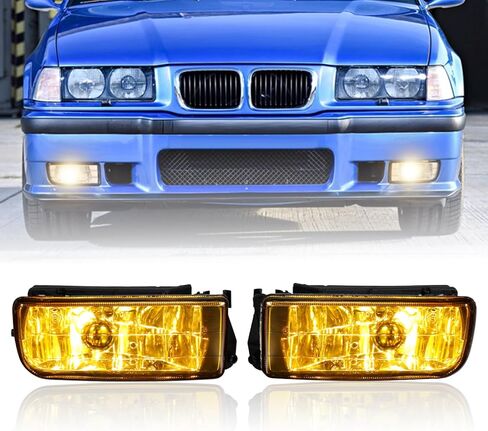 E36 Fog Lights OEM Replacement for BMW 3 Series & M3 (1992-1999) - Direct Fit 318i/323i/325i/328i/M3 Coupe/Sedan/Convertible, Clear SAE J583 with Bulbs (Smoke) in Saudi Arabia