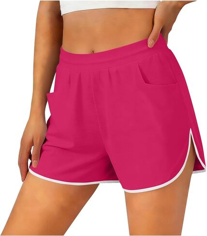 شورت رياضي رياضي نسائي من القطن للرقص واليوجا، سروال قصير برباط صيفي دولفين مع جيوب in Kuwait