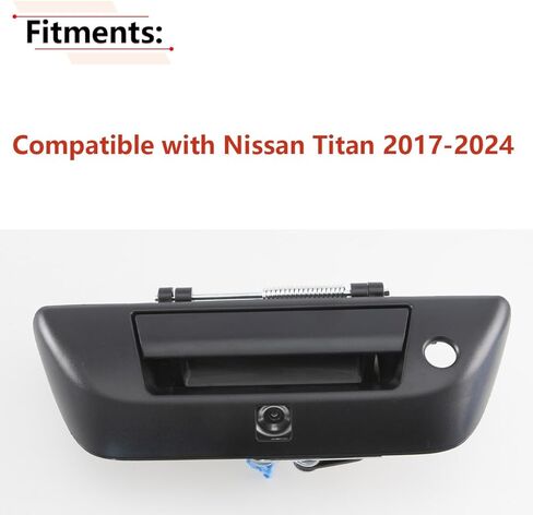 RLB-HILON Tailgate Handle Compatible with Nissan Titan 2017 2018 2019 2020 2021 2022 2023 2024 Year, Textured Black Color, with Camera Hole in Saudi Arabia