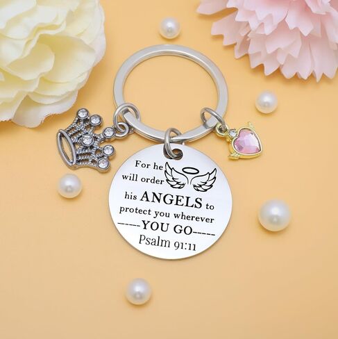 Bible Verse Keychain Memorial Gift Religious Gifts Angel Wing Keychain Christmas Easter Gift for Friend in Saudi Arabia