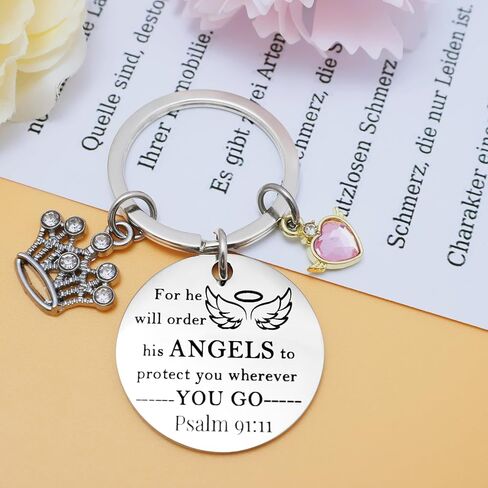 Bible Verse Keychain Memorial Gift Religious Gifts Angel Wing Keychain Christmas Easter Gift for Friend in Saudi Arabia