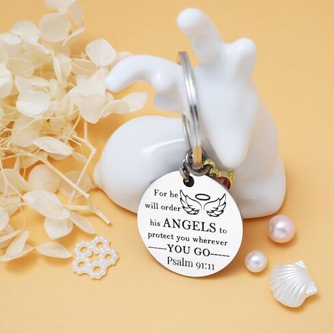 Bible Verse Keychain Memorial Gift Religious Gifts Angel Wing Keychain Christmas Easter Gift for Friend in Saudi Arabia