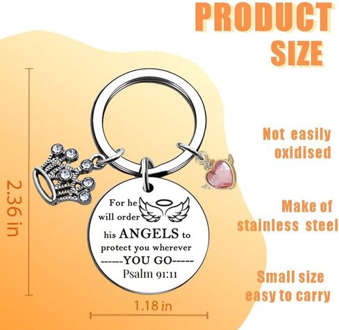 Bible Verse Keychain Memorial Gift Religious Gifts Angel Wing Keychain Christmas Easter Gift for Friend in Saudi Arabia
