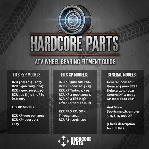 4 Qty Complete Wheel Bearing Kit for Front & Rear - Fits Polaris RZR 900 1000 S 4 XP Turbo Jagged X RS1 and More in Kuwait