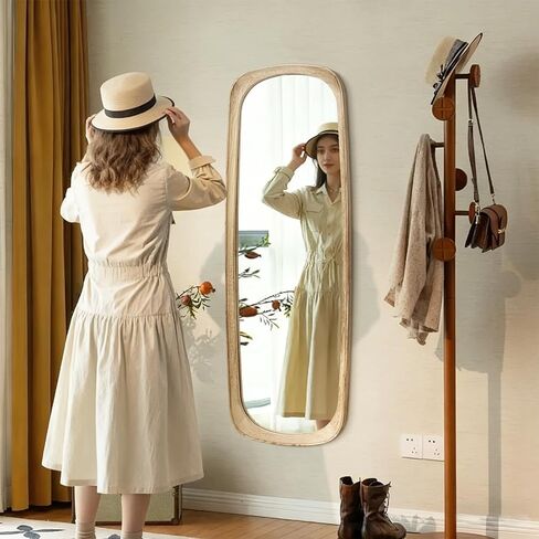 Full Body Wall Mirror, Large Length Mirror Wooden Framed Modern Mirrors Decorative for Living Room Bedroom and Hallway, 48x19 Inch Deco Mirrors in Kuwait