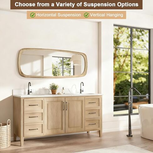 Full Body Wall Mirror, Large Length Mirror Wooden Framed Modern Mirrors Decorative for Living Room Bedroom and Hallway, 48x19 Inch Deco Mirrors in Kuwait