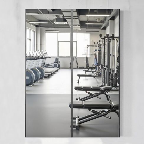 brisafe NanoMirror بدون حفر، مرآة حائط كاملة الطول قابلة للتقشير واللصق مع إطار، مرآة رياضية منزلية ذاتية اللصق لغرفة نوم غرفة الرقص واليوجا، والخزانة والباب، 63 بوصة × 24 بوصة in Kuwait