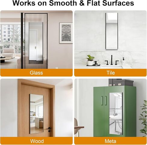 brisafe NanoMirror بدون حفر، مرآة حائط كاملة الطول قابلة للتقشير واللصق مع إطار، مرآة رياضية منزلية ذاتية اللصق لغرفة نوم غرفة الرقص واليوجا، والخزانة والباب، 63 بوصة × 24 بوصة in Kuwait