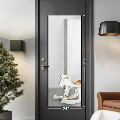 brisafe NanoMirror بدون حفر، مرآة حائط كاملة الطول قابلة للتقشير واللصق مع إطار، مرآة رياضية منزلية ذاتية اللصق لغرفة نوم غرفة الرقص واليوجا، والخزانة والباب، 63 بوصة × 24 بوصة in Kuwait