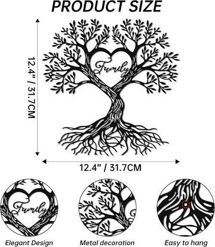YATEASLU Exquisite Family Tree Wall Decor – Metal Wall Tree Art Perfect as Family Wall Decor for Living Room, Wall Sculpture for Home, Ideal Gift for Holidays and Special Occasions in Kuwait