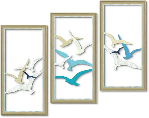 Putuo Decor Coastal Sea Turtle Starfish Shell Wall Decor Set of 3, Nautical Ocean Theme Bathroom Bedroom Living Room Decor, Rustic Beach-Style Coastal Artwork for Home in Saudi Arabia
