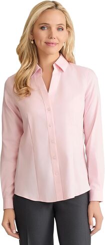 Jones New York Women's Easy Care Y Neck Button Down Shirt-Rose in Kuwait