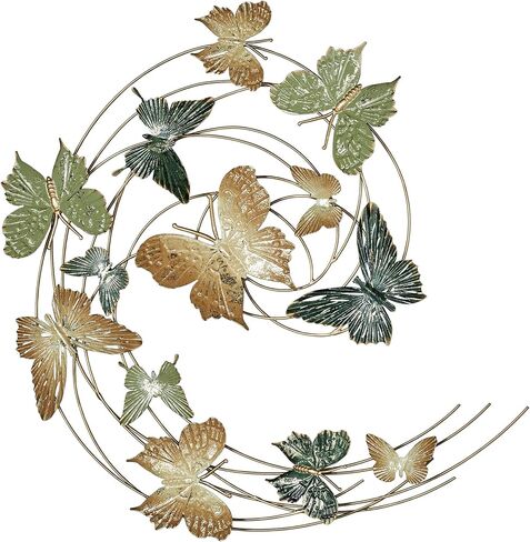 Butterfly Journey Wall Art Sculpture | Butterfly | Nature Decor | Metal Wall Art Decor | Swirl | Green Gold Yellow Gold Silver | Hand Dyed | Dimensional Openwork | Unique Home Decor Gift in Saudi Arabia