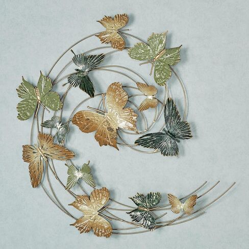 Butterfly Journey Wall Art Sculpture | Butterfly | Nature Decor | Metal Wall Art Decor | Swirl | Green Gold Yellow Gold Silver | Hand Dyed | Dimensional Openwork | Unique Home Decor Gift in Saudi Arabia