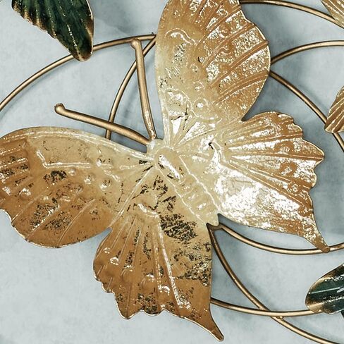 Butterfly Journey Wall Art Sculpture | Butterfly | Nature Decor | Metal Wall Art Decor | Swirl | Green Gold Yellow Gold Silver | Hand Dyed | Dimensional Openwork | Unique Home Decor Gift in Saudi Arabia