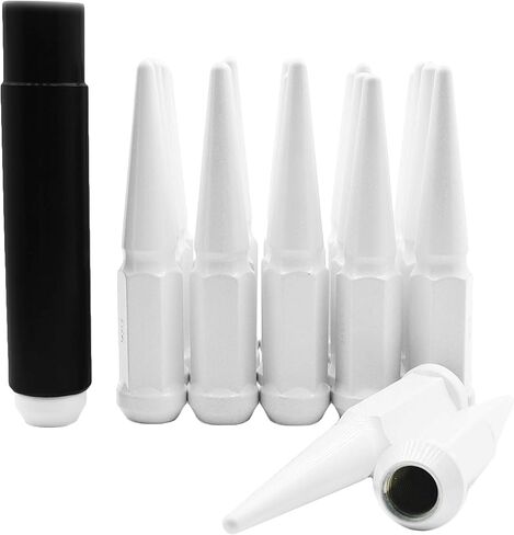 32 قطعة من صواميل العروة البيضاء M14x1.5 - مطلية بالمسحوق - بطول 4.5 بوصة مع شاحنات Ford 2003-2016 F-250 F-350 in Kuwait