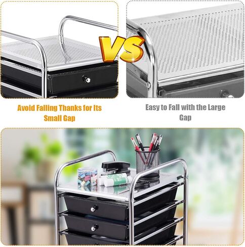 BETTARY Office Rolling Storage Cart with 10 Drawer, Scrapbook Paper Office School Organizer with Lockable Casters, Multipurpose Mobile Storage Cart for Supermarket, School, Office, Home (Black) in Saudi Arabia