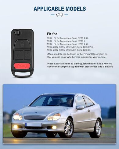 ECCPP 1PCS Replacement Uncut Keyless Entry Remote Control Car NCZMB1K Compatible with Mercedes-Benz AMG/ SL600/ ML430 94-2005 4 Buttons Key Fob Shell Case Replacement in Saudi Arabia