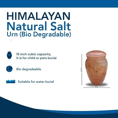 Himalayan Natural Salt Urn, Extra Small, Biodegradable Urn for Sea or Earth Burial, for Child or Pets Cremation, 5.5 Inch Tall. in Saudi Arabia