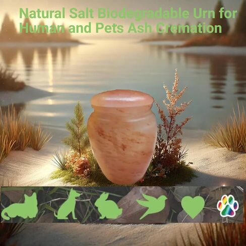 Himalayan Natural Salt Urn, Extra Small, Biodegradable Urn for Sea or Earth Burial, for Child or Pets Cremation, 5.5 Inch Tall. in Saudi Arabia