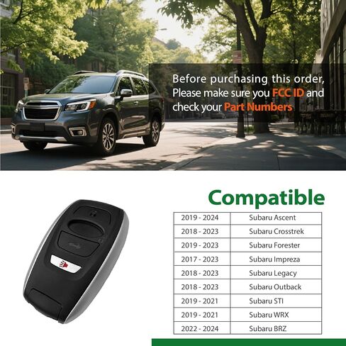 2 Keylessbest Replacement for 2017-2024 Subaru Ascent Crosstrek Forester Impreza Legacy Outback STI WRX BRZ GNE 231451-7000 Board Key Fob HYQ14AHK 4 Buttons 8A 434MHz in Saudi Arabia