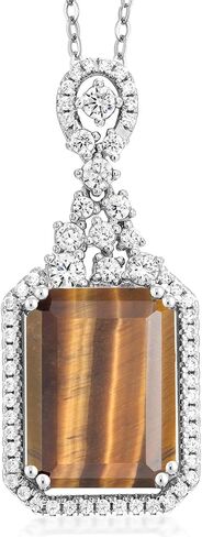 Gem Stone King 925 Sterling Silver London Blue Topaz Pendant Necklace For Women (10.10 Cttw, Emerald Cut 14X10MM, Gemstone Birthstone with 18 Inch Silver Chain) in Saudi Arabia