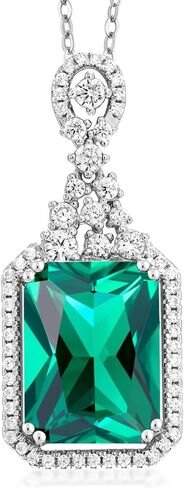 Gem Stone King 925 Sterling Silver London Blue Topaz Pendant Necklace For Women (10.10 Cttw, Emerald Cut 14X10MM, Gemstone Birthstone with 18 Inch Silver Chain) in Saudi Arabia