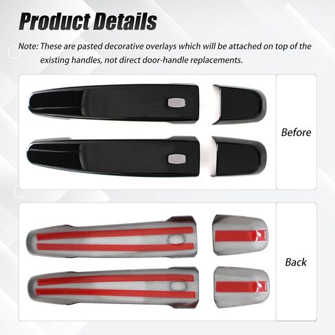 AUCERAMIC Glossy Black Exterior Door Handle Cover Trim W/ 4 Smart Keyhole Fit 2014-2022 Chevy Chevrolet Impala Malibu Volt Equinox Traverse Camaro GMC Acadia Terrain Caps Overlay in Saudi Arabia