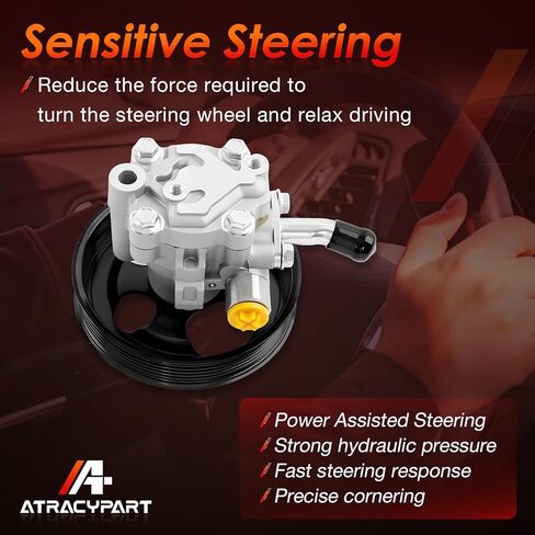 Power Steering Pump, with Pulley, Compatible with 2004-2011 Nissan Titan/Armada/Pathfinder and Infiniti QX56, Only Fits 5.6L V8 engines, Replace #21-5366, 49110-7S000, 990-0741, 5898 in Saudi Arabia