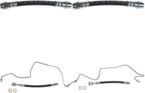 4X خرطوم الفرامل الخلفي خط الفرامل استبدال خرطوم الفرامل الهيدروليكي - الخلفي الداخلي والخارجي للكلاسيكو 2011-2013 للجولف 1999-2006 لجيتا 1999-2005 لأودي TT 2000-2006 استبدال # 18J4604 in Kuwait