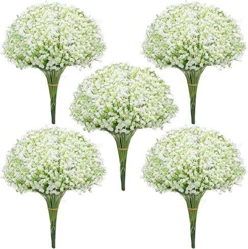 100 قطعة من زهور التنفس الاصطناعية للأطفال، زهور اصطناعية ذات ملمس حقيقي، مجموعة جيبسوفيلا وهمية لقطع مركزية الزفاف، ديكور حديقة المنزل والحفلات in Kuwait